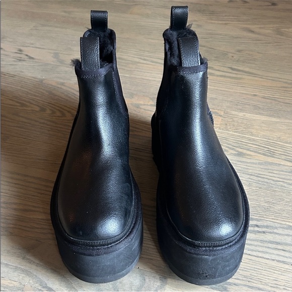 UGG Black Leather Platform Boots - Picture 2 of 3